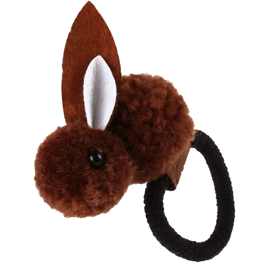 2pcs Baby Girl Hair Bow Elastic Ties Hoop Hair Holder - Ponytail Plush Rabbit