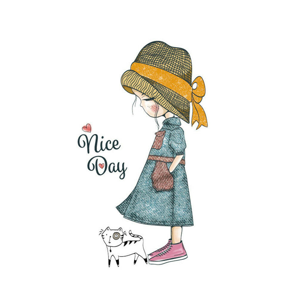 girl heat transfer nice day patch ironing stickers iron on patches appliq.l8