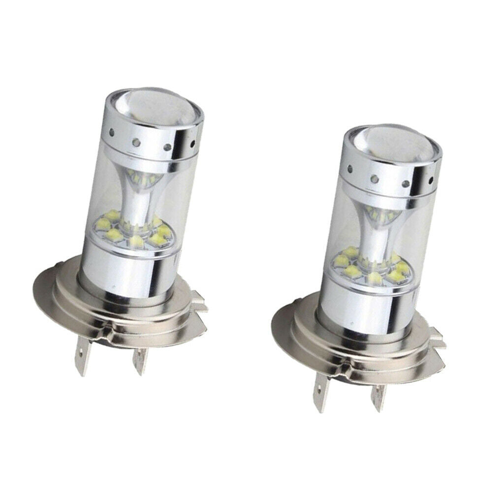 2pcs White Light H7 100W 1200LM 6000K Car Foglights Daytime Driving Lamp