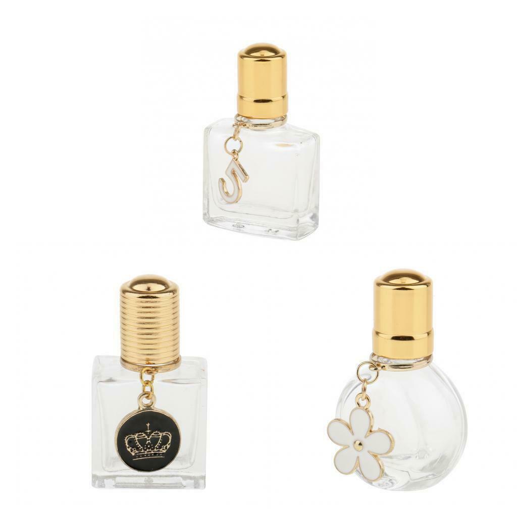 Pack of 2 10ml Clear Glass Perfume Bottles Mini Round Liquid Bottle Vials