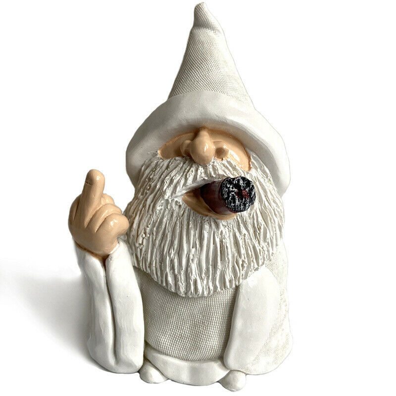 Funny Dwarf Garden Sculpture Ornaments Scornful Wizard Gnome Statue Decorati XC