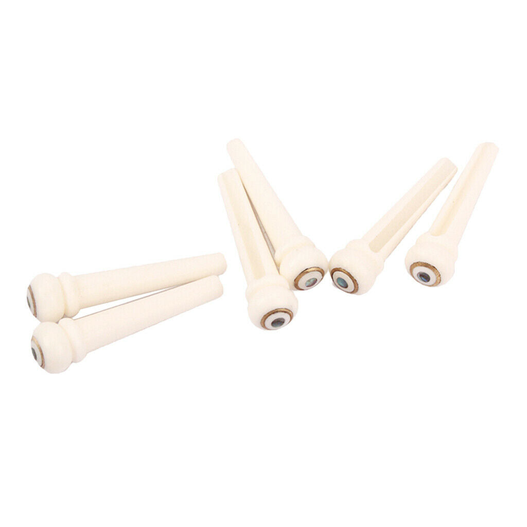 6 x Cattle Bone Bridge Pins String End Pegs Abalone Dot for Acoustic Guitar