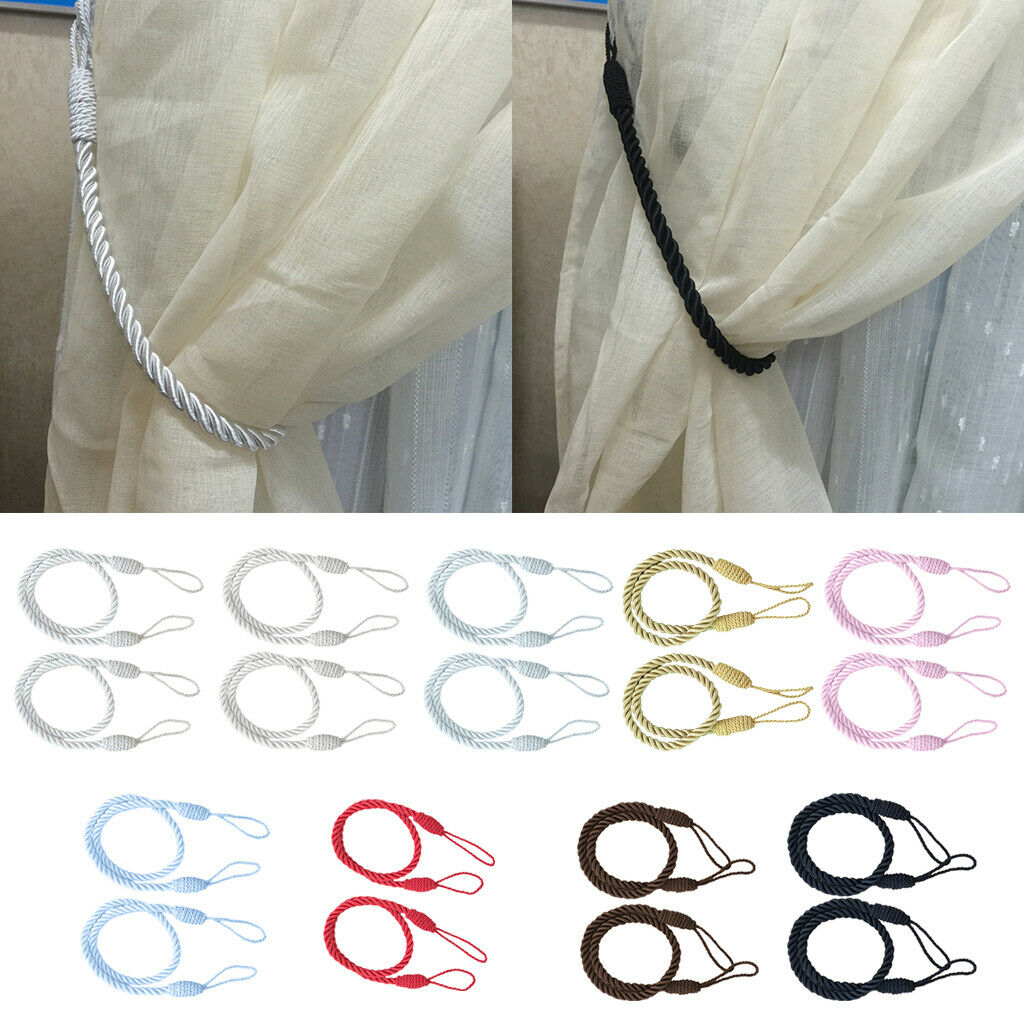 4 PCS  Rope Curtain Drape Tiebacks Tassel Living Room Bedroom White 1