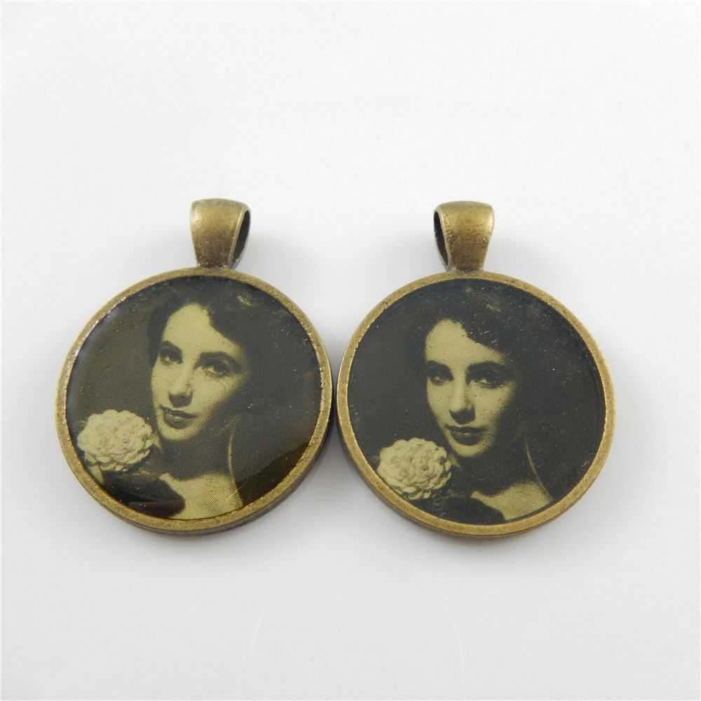 8pcs/lot Retro Style Bronze Beauty Portrait Alloy Charms Pendants Crafts 28*28mm
