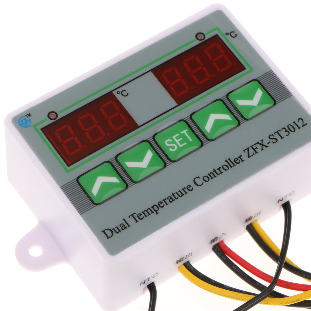 220V Dual Digital Temperature Controller Thermostat With 2Pcs Sensor Probe