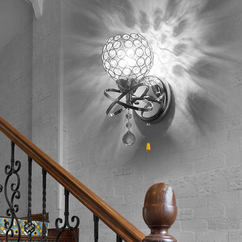 Led Modern Crystal Wall Lamp Sconce Light Bulb Bedroom Hallway Lighting FixturI6