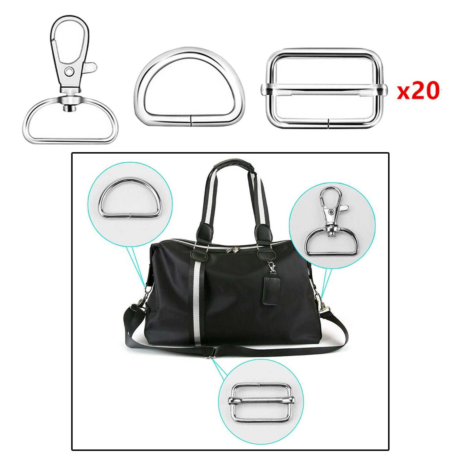 60 Pieces Key Chains Keychain Blanks DIY Keyring Clothes Jewelry Making