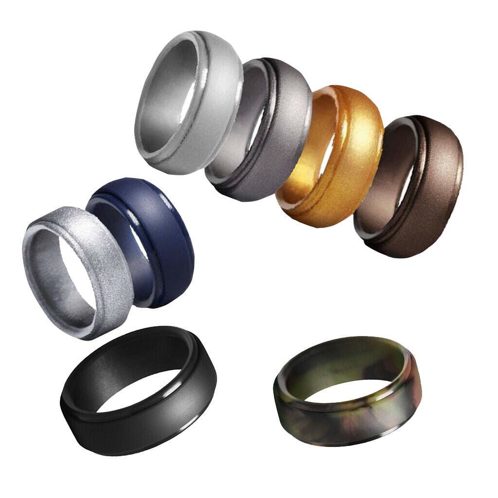 8 Pieces Silicone Rings Men Women Band Sport Rings Outdoor Rings Size 14