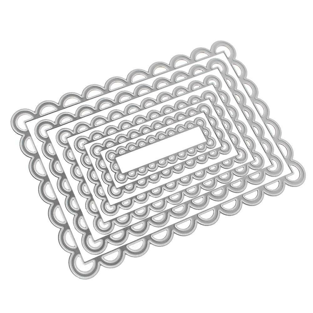 6pcs Rectangle Lace Frame Metal Cutting Dies Stencils DIY Scrapbook Craft # @