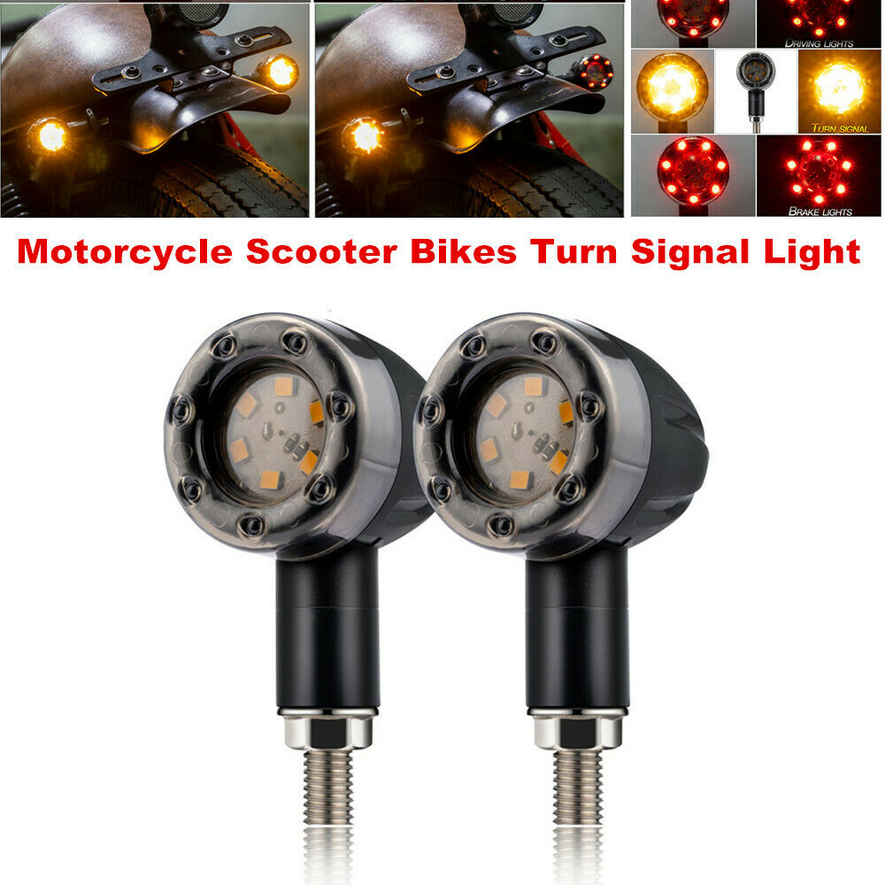 Motorcycle Scooter Bikes Bar End LED Turn Signal Light Corner Indicator Lamp Kit