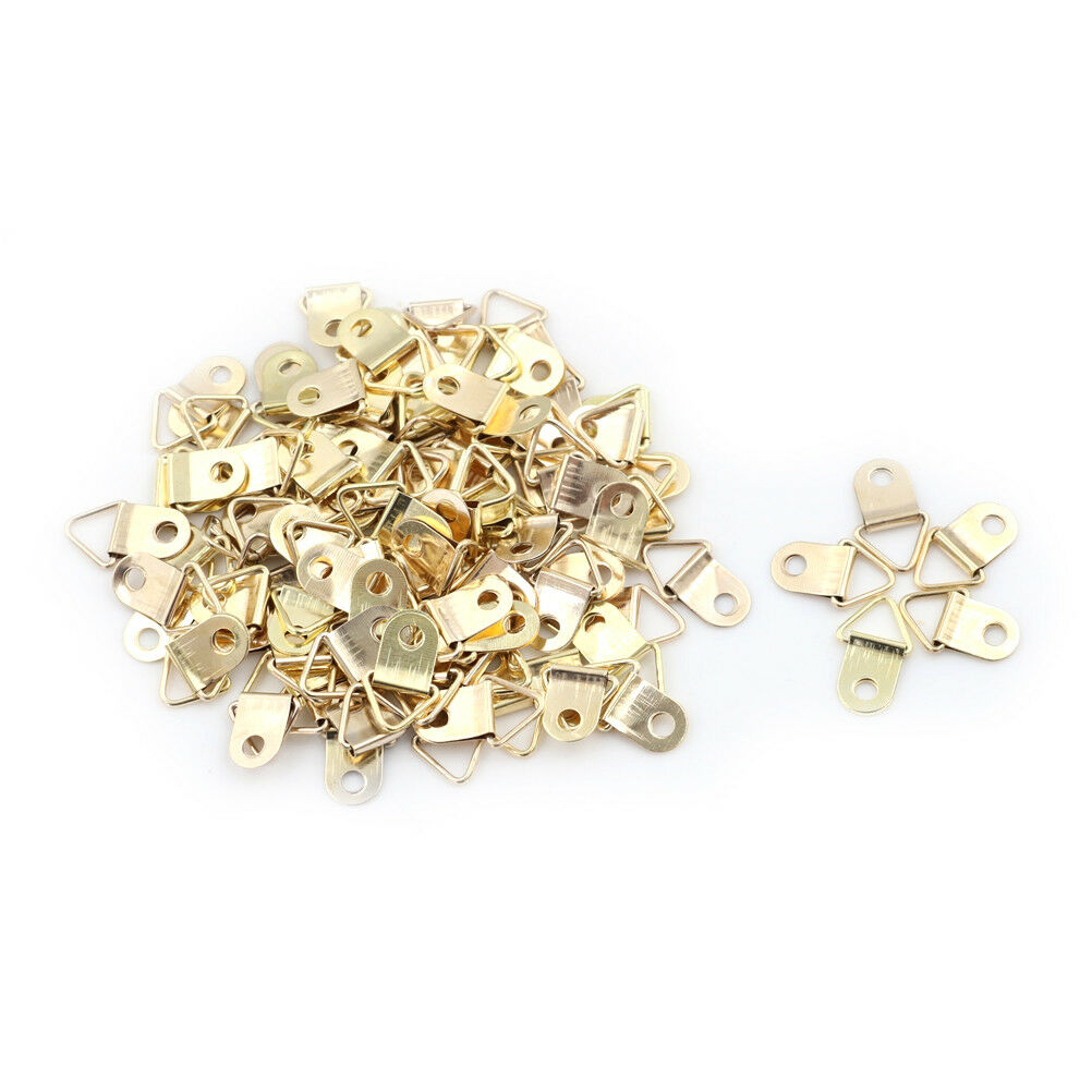 100pcs Mini Golden Triangle D-Ring Picture Photo Frame Hook Hanger 10x20m.l8
