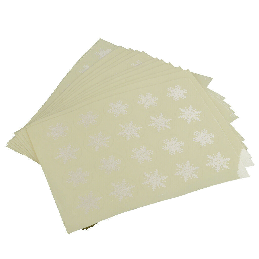 White Snowflake Stickers Round 25mm Self-Adhesive Transparent Background