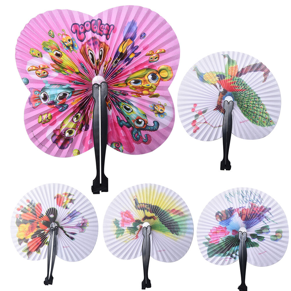2 Pcs Paper Chinese Oriental Folding Hand Held Fans.Ideal Size For Handbag.l8
