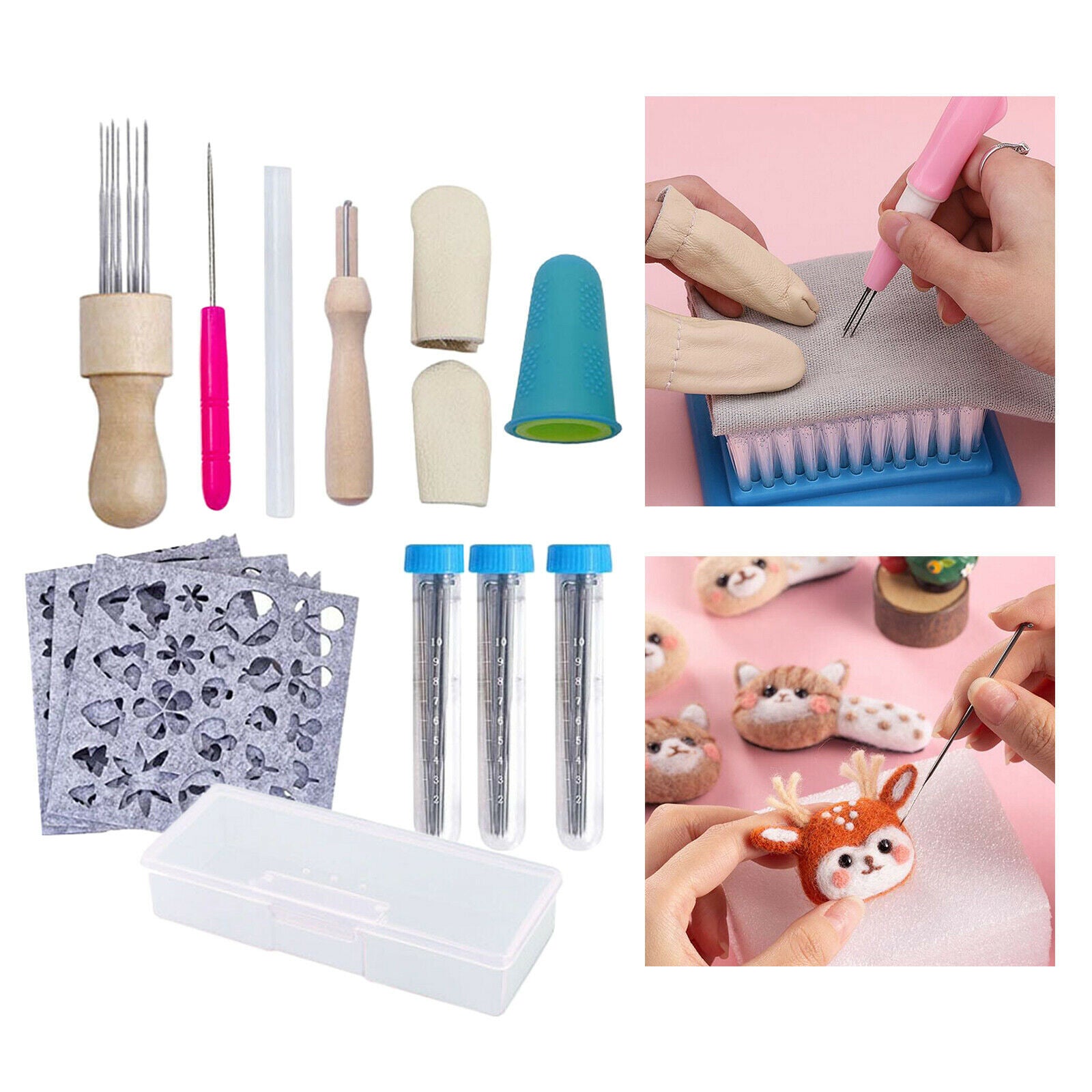 52pcs Wool Needle Felting Kit with Glue Stick for DIY Felting Wool Supplies
