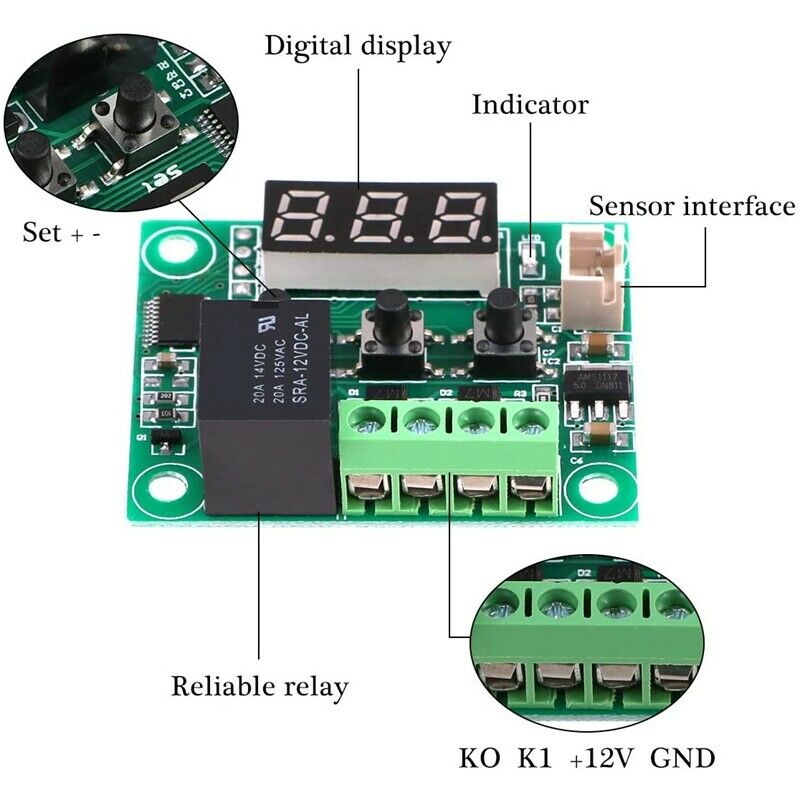 4PCS W1209 DC Digital Temperature Controller Module Electronic Temperature TemO3