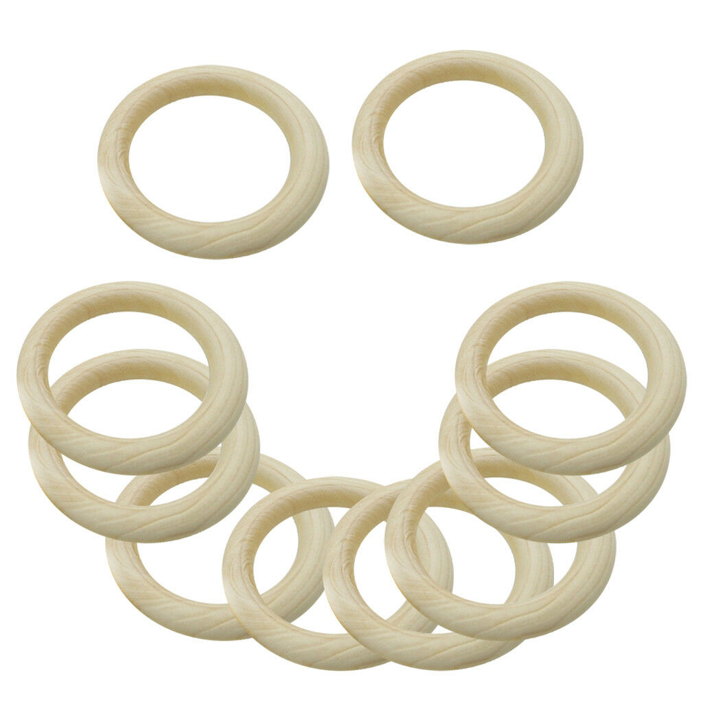 20pcs Natural Wooden Teething Rings for Baby - Necklace Bracelet DIY Crafts