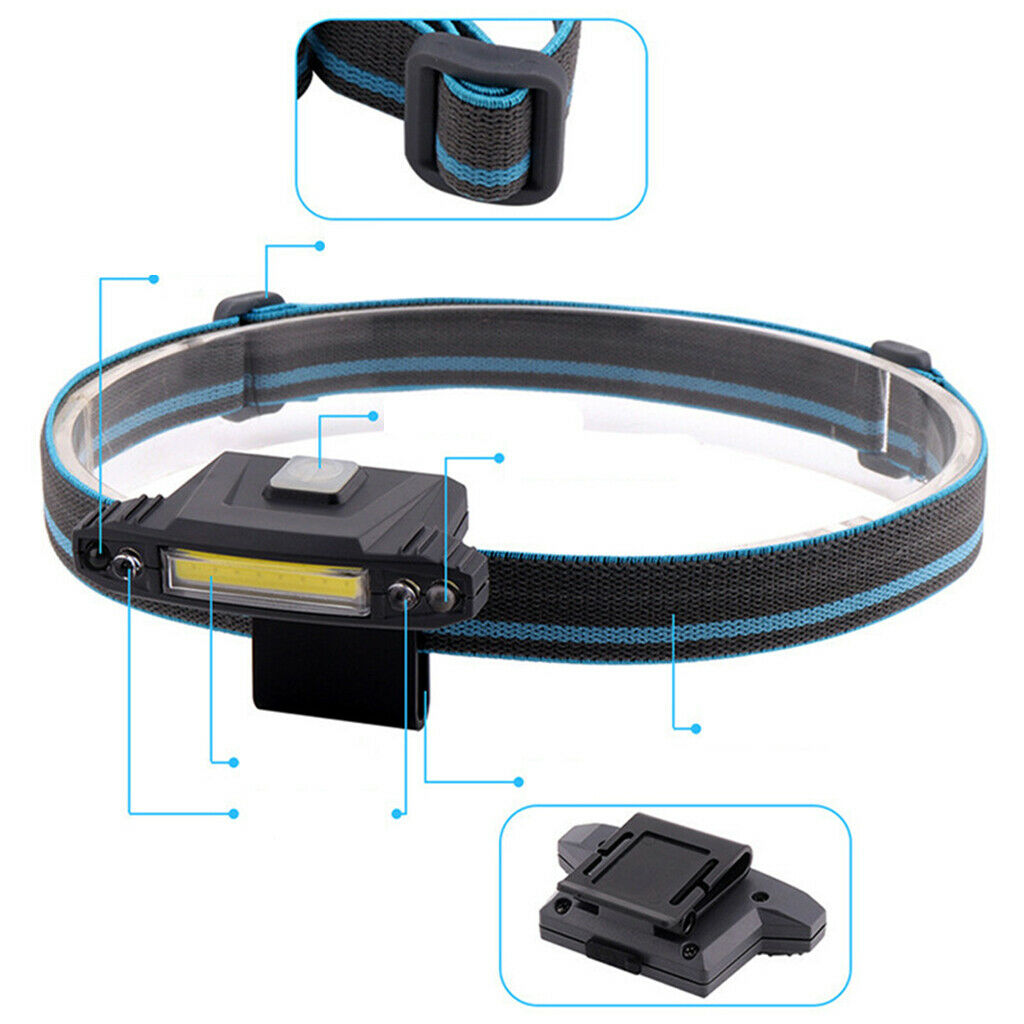 ABS COB Head Lamps Adults Outdoor Hat Clip Light 4 Modes Flashlight Sensor