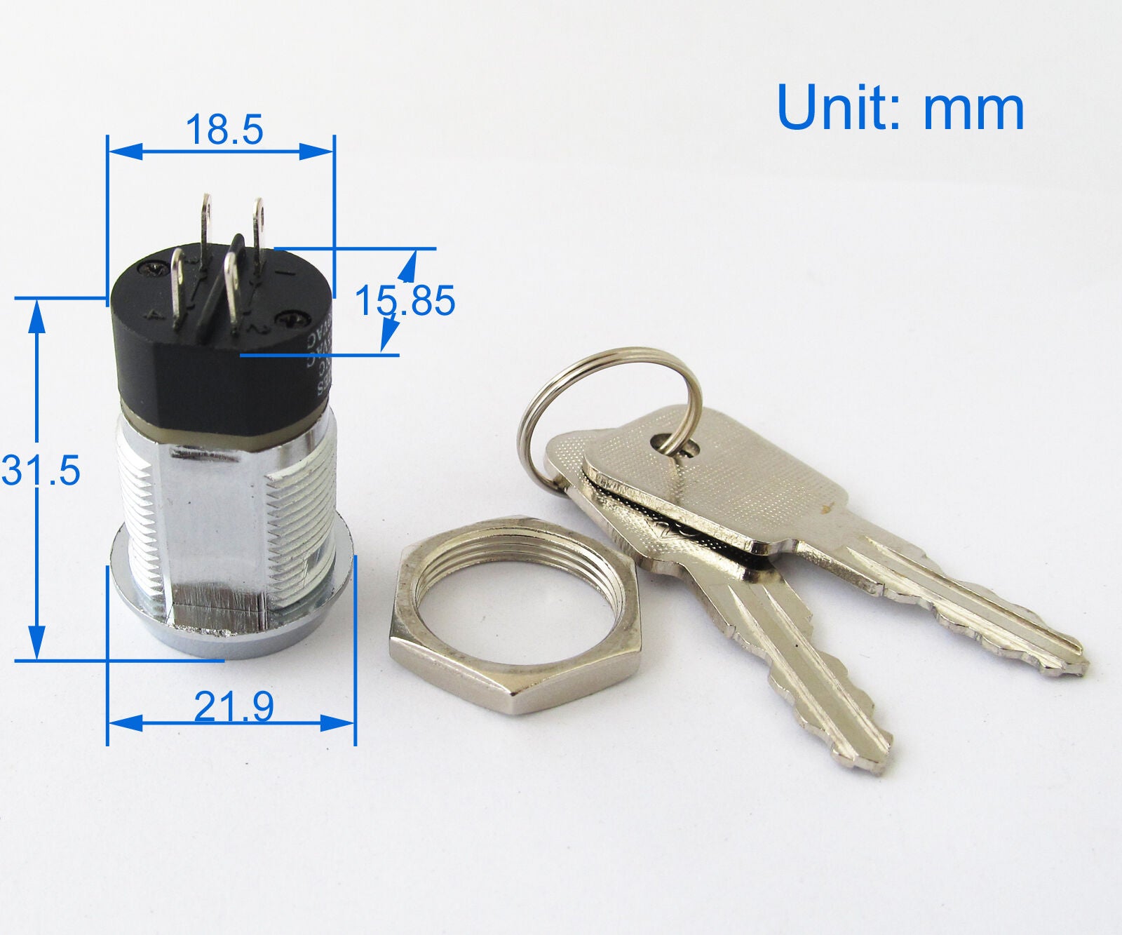 10pcs High Quality 18x16mm A Series 2803 2NO&2NC ON/OFF Key Ignition Lock Switch
