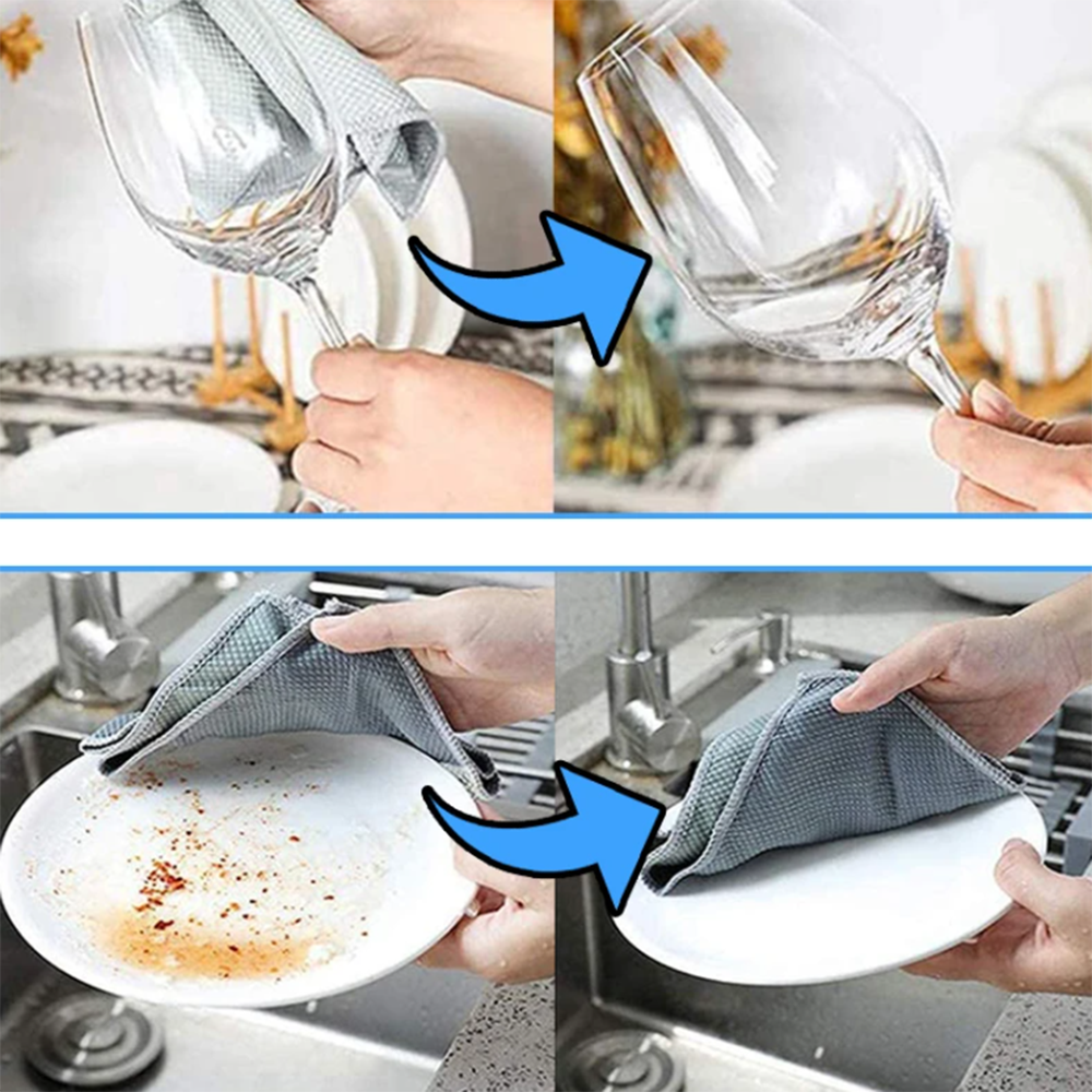 10X Easy Clean Fish Scale Microfiber Polishing Cleaning Cloth Household Cleaner