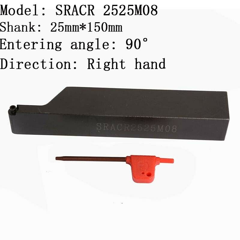 90°SRACR2525M08 25x150mm Lathe External Turning Tool Holder for RCGT RCMT insert