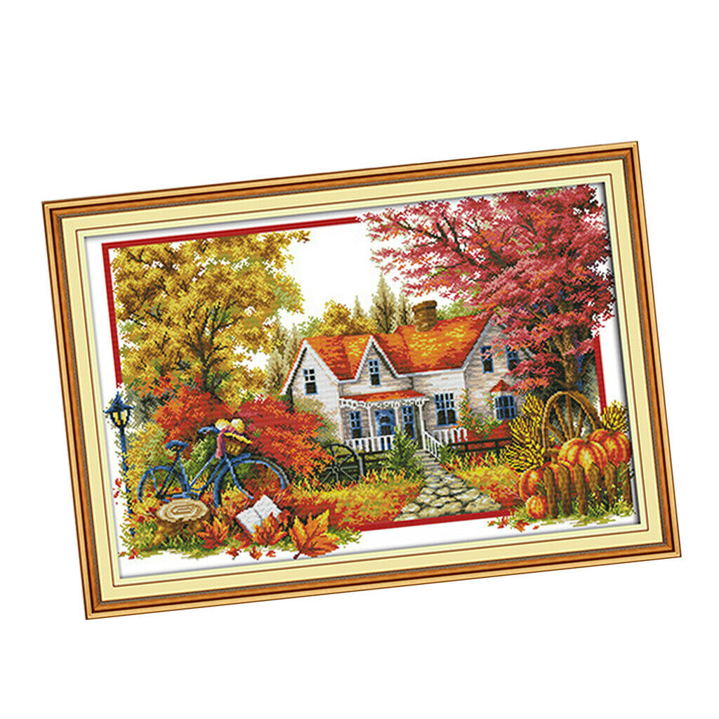 Dimensions Crafts Stamped Cross Stitch Kit 11 Count Aida Cloth - Autumn