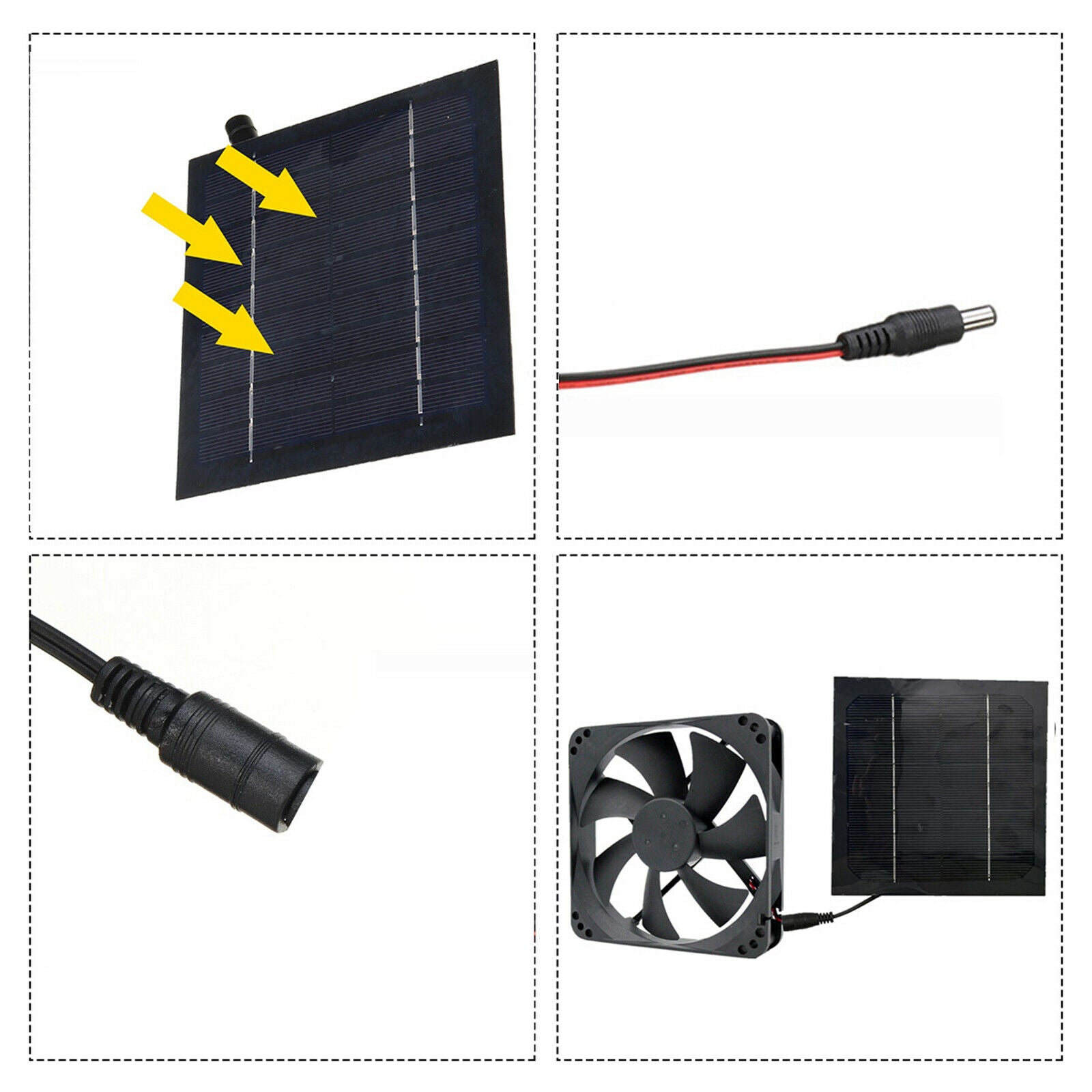 Solar Panel Powered Fan Mini Fan For Dog Grouse House Greenhouse