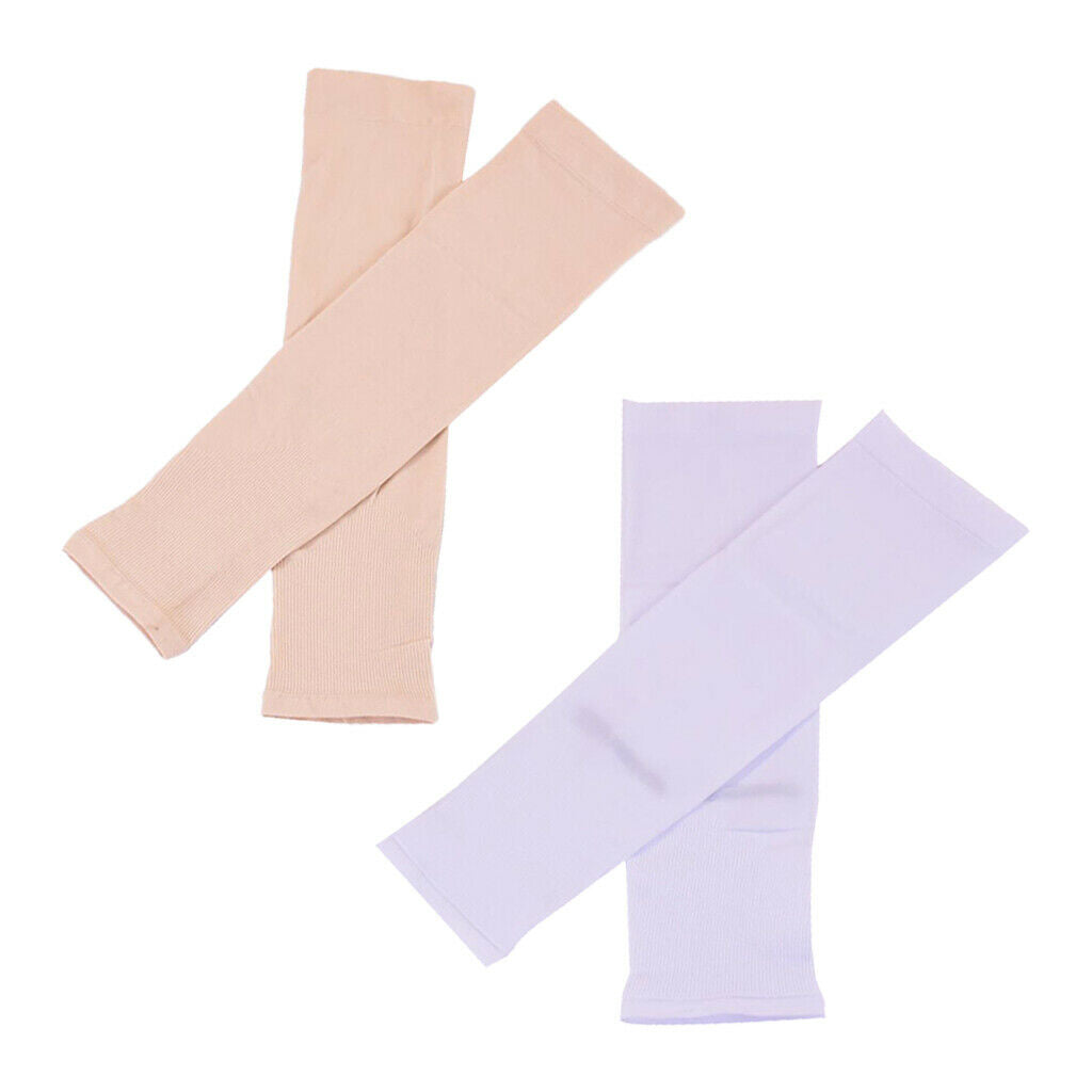 2 Pairs Outdoor Sunscreen Anti UV Extra Long Cooling Arm Fingerless Gloves