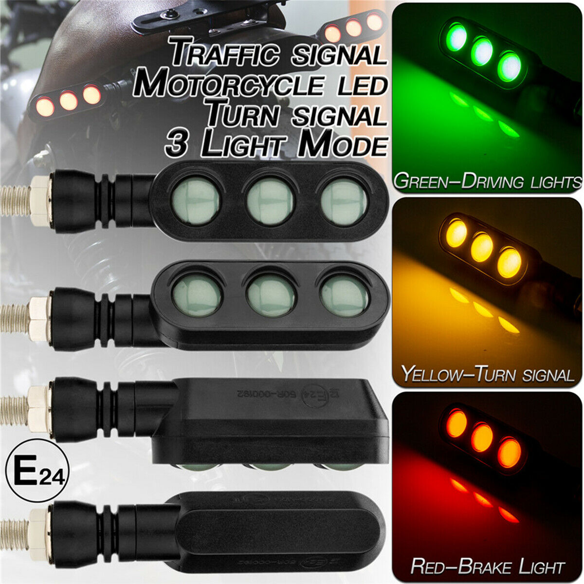 1 Pair Universal Motorcycle LED Indicator Turn Signal Lamp/ DRL/ Brake Tail Lamp