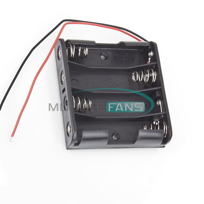 2PCS New Plastic Battery Case Storage Box Holder with Wire Leads 6.0V 4AA