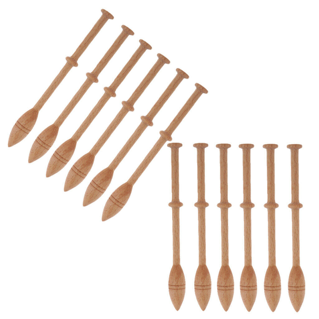 12Set Wooden Shuttle Knitting Weaving Stick Tool Loom Accessories For DIY