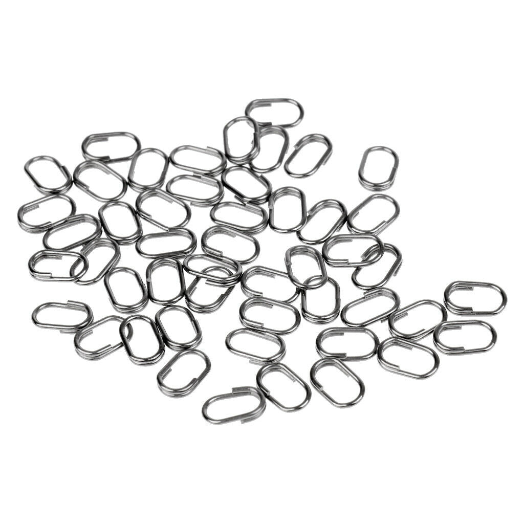 50pcs Stainless Steel Oval Split Rings Fishing Tackle Lure Connectors 4#