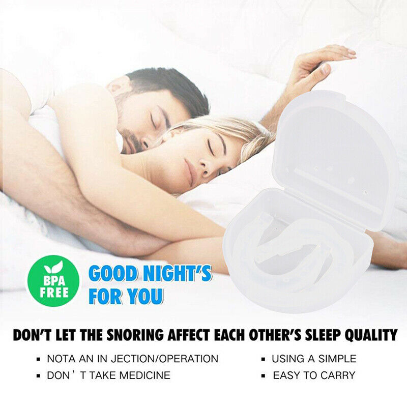 2Pcs Quiet Stop Snoring Guard Anti Snore Night Sleep Apnea MouthPiece Gri.l8