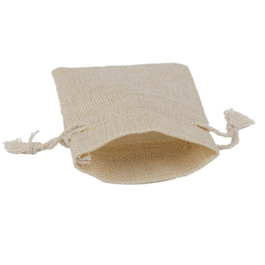 20pcs Small Linen Jute Sack Pouch Bag Drawstring Wedding Gift Favor 8 x 10cm