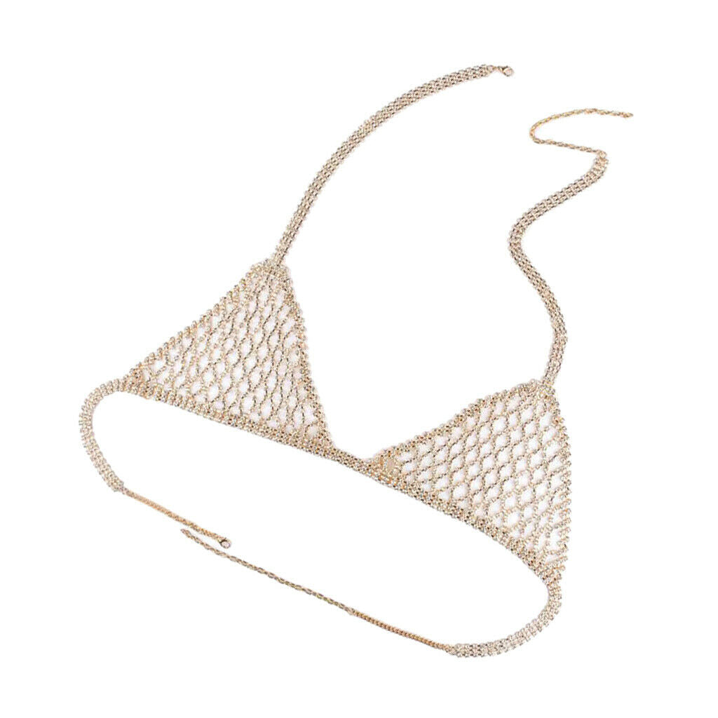 Crystal Beach Body Chain Bra Chain Bikini Harness Rhinestone for Club Party