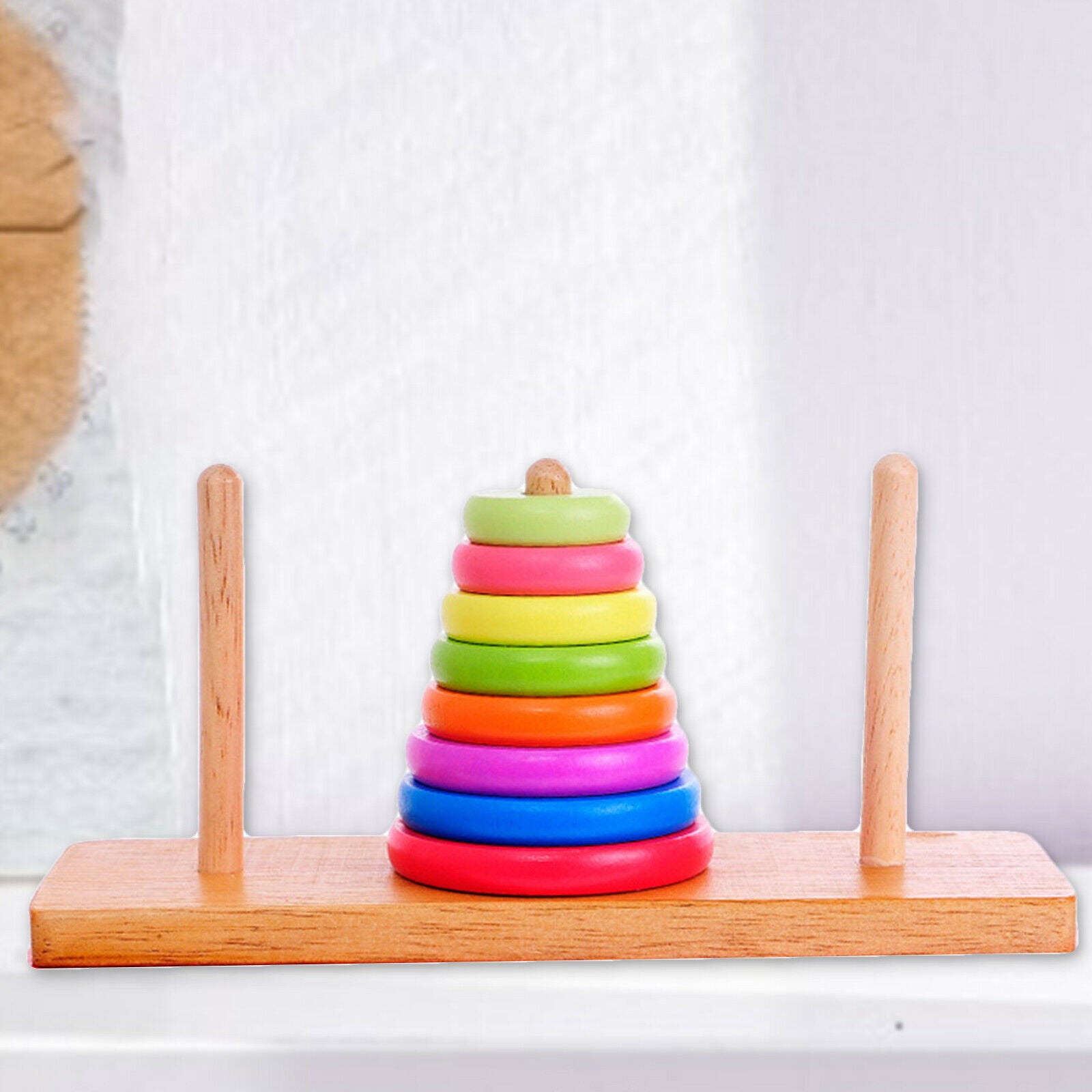 Rainbow Stacking Loop Tower Stapelring Blocks Teaching Aids Development Game