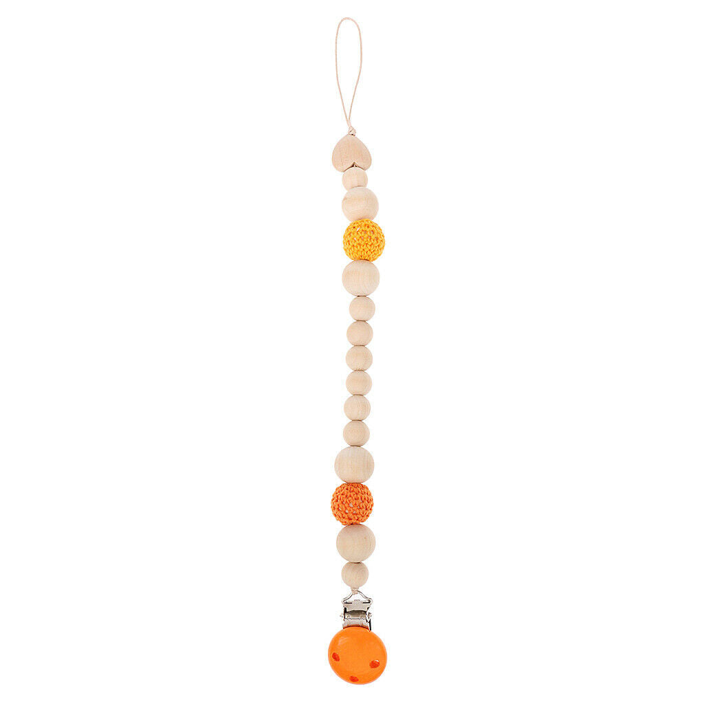 Baby Teether Beads Pacifier Chain Crocheted Wooden Beads -3
