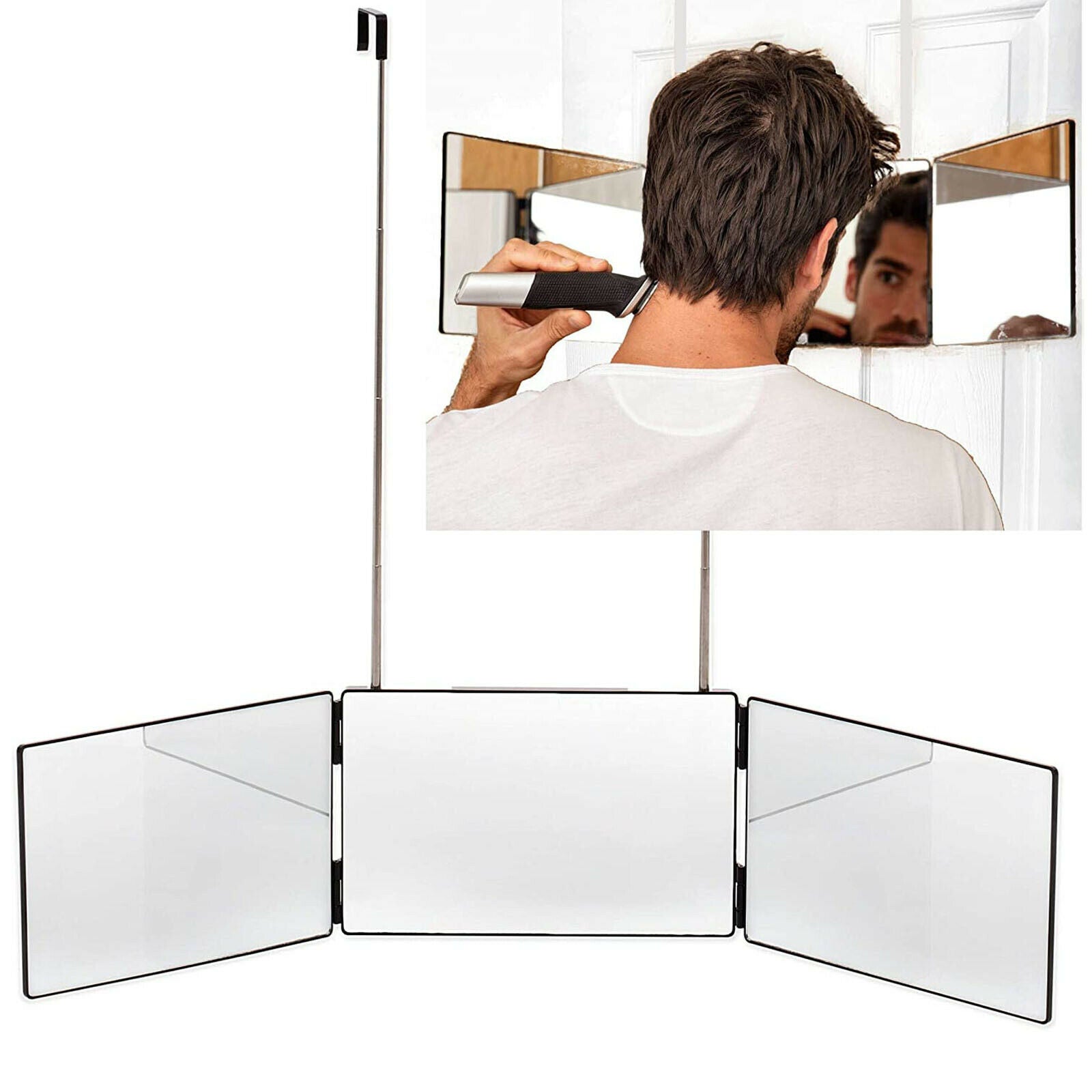 Self Hair Cutting 3 Way Mirror Trifold Mirror Tool Make-Up Mirror Glass