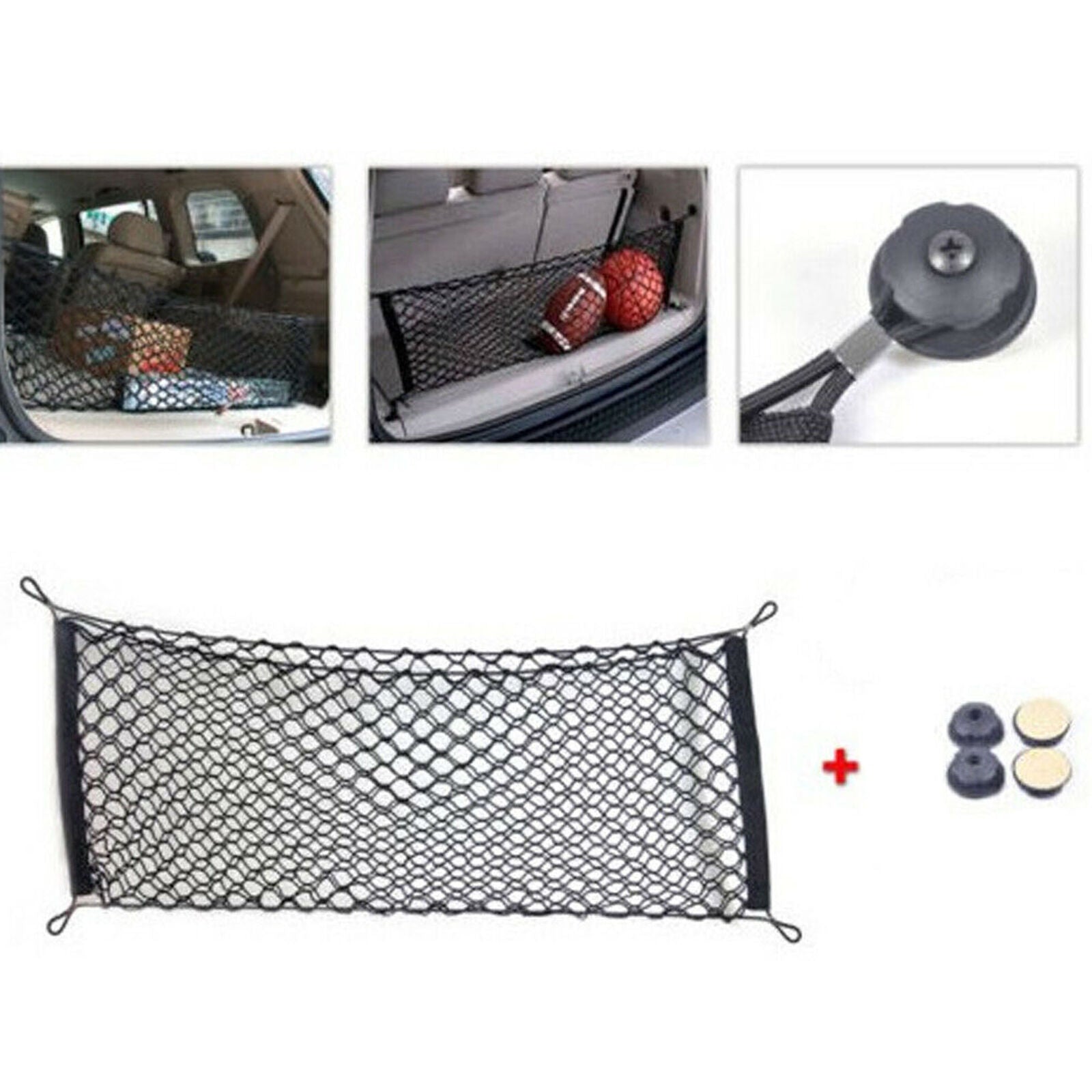1x Car Interior Trunk Rear Cargo Organizer Storage Net Elastic Accessories Nylon