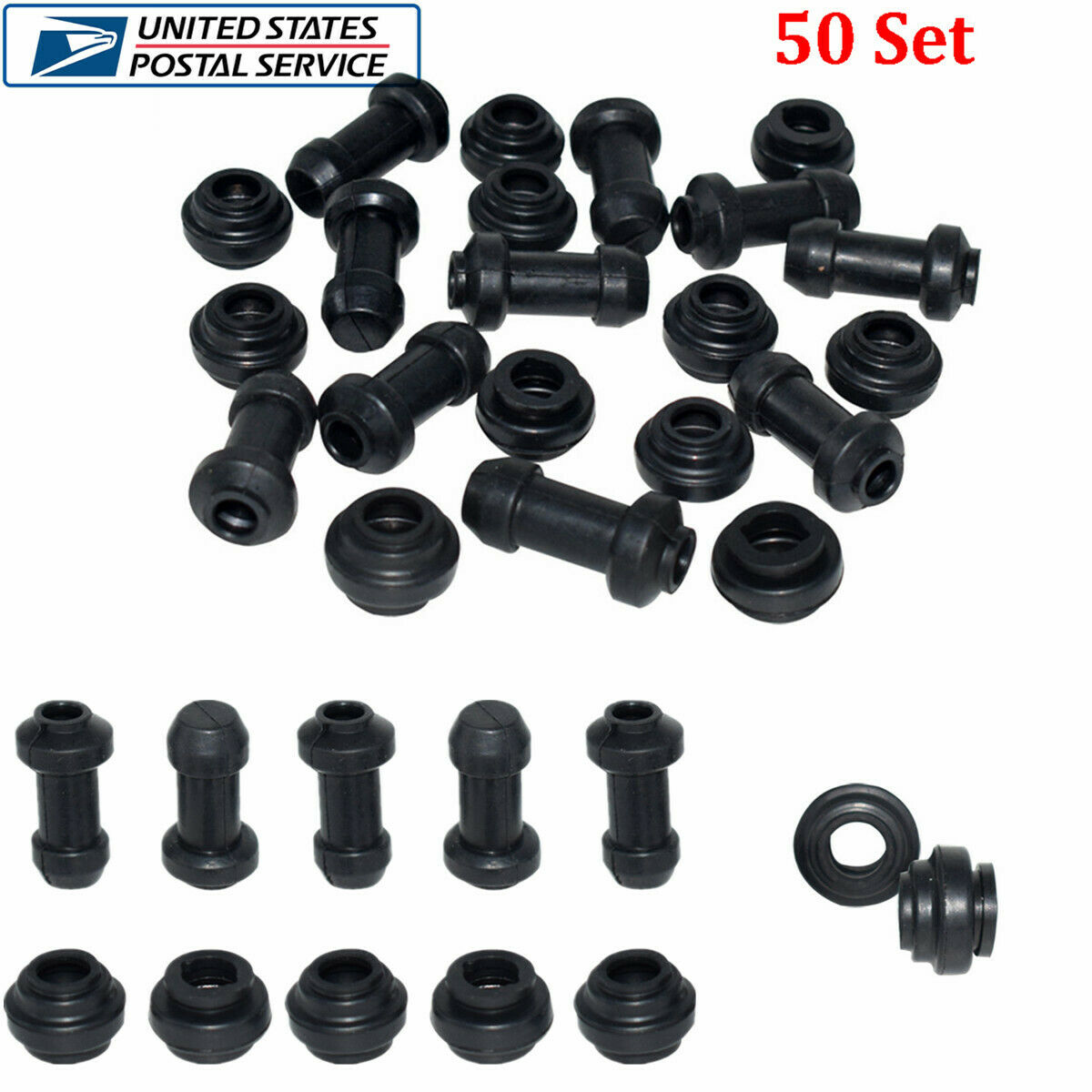50 Sets Black Rubber Motorcycle Front Disc Calipers Pump Dustproof Cover Caps