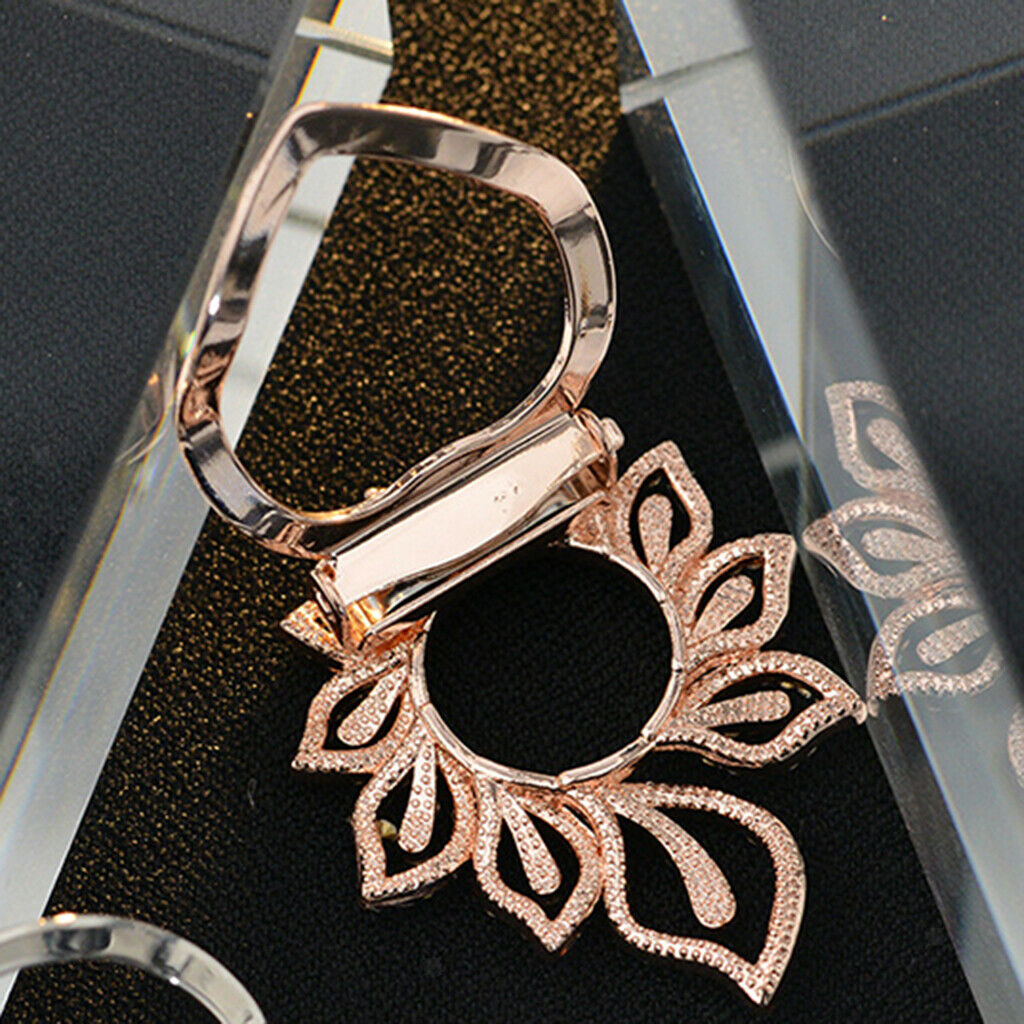 2Pcs Women Crystal Shawl Suits Scarf Clip Ring Brooch Proms Dress Corsage
