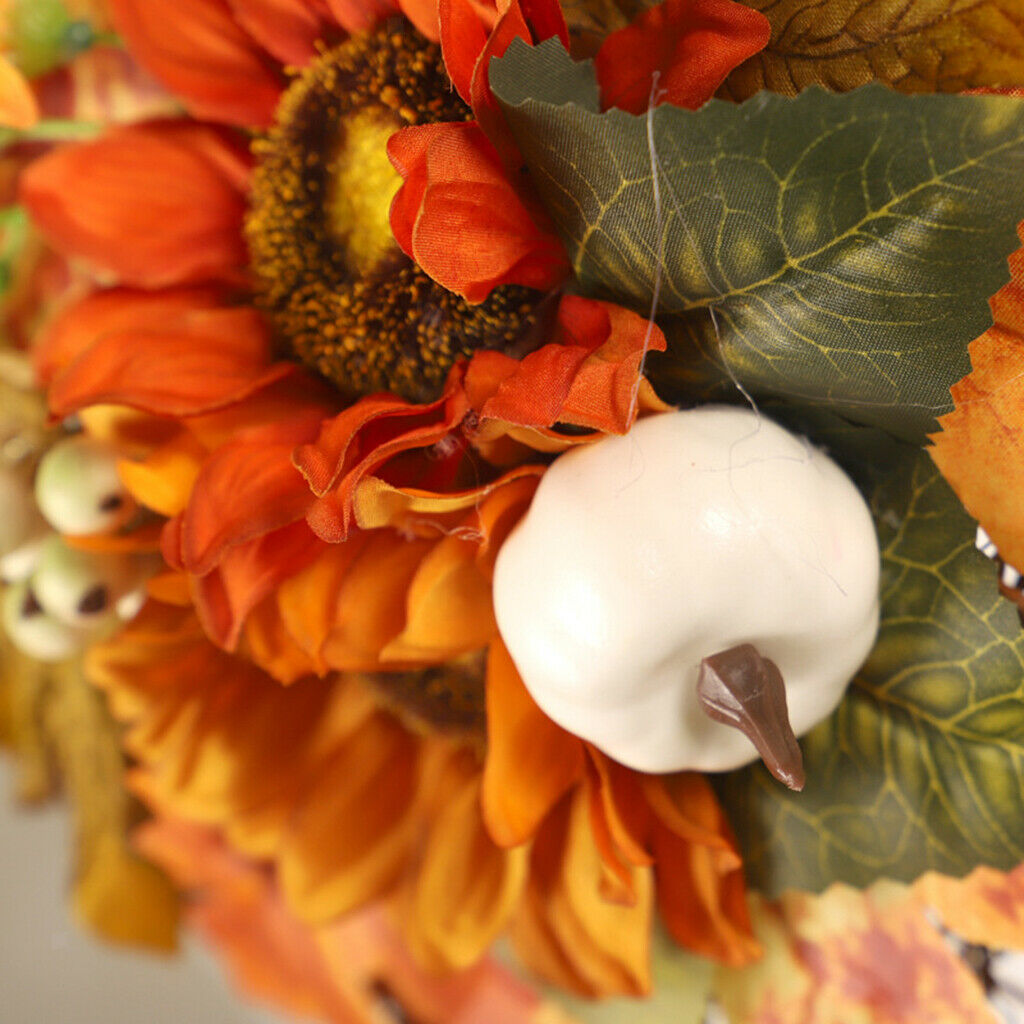 Autumn Flowers Wreath Garland Front Door Halloween Thanksgiving Home Indoor