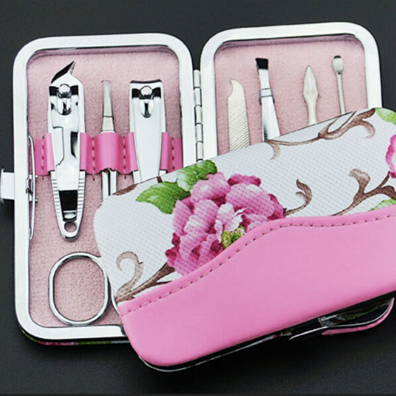 Nail Care 7 Piece Cutter Cuticle Clipper Manicure Pedicure Kit Case Gift Set  SJ