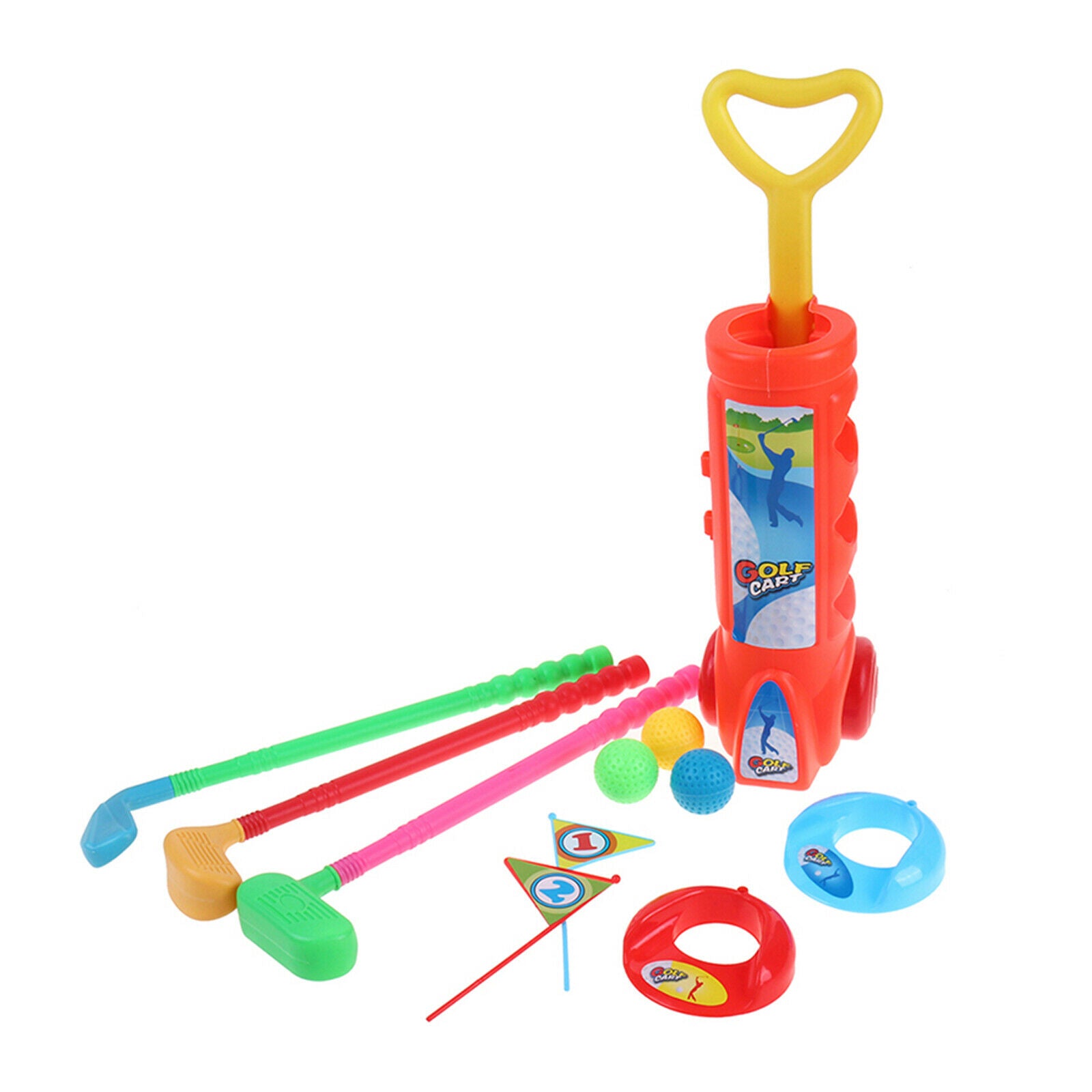 Kids Golfs Set Practice Plastic Mini Putter Club Caddy Balls Sports Game