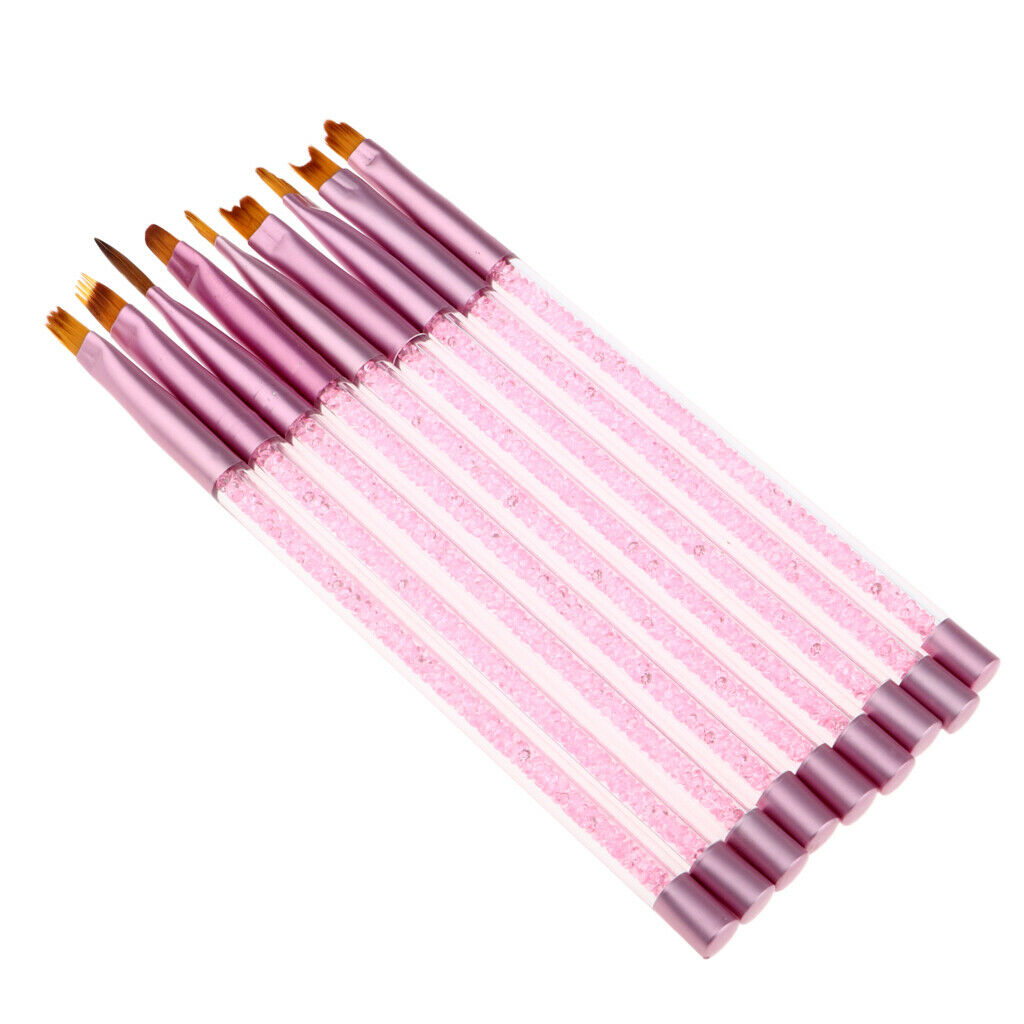 9x UV Gel Acrylic Nail Art Polish Builder Painting Drawing Brushes Pens Set