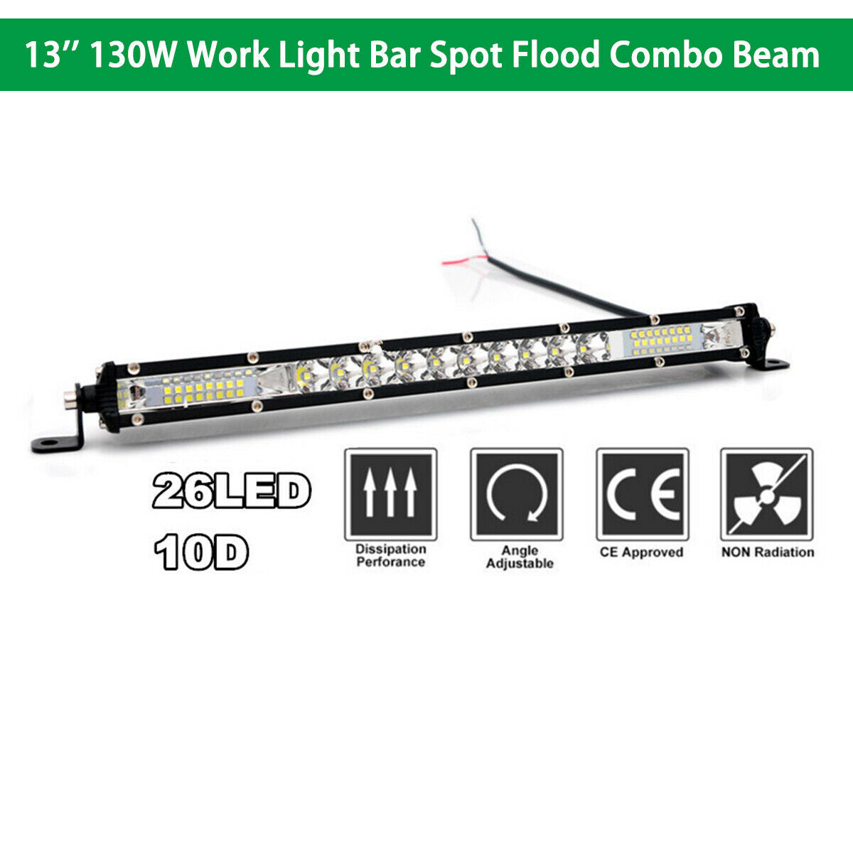 13'' 130W LED Light Bar Spot & Flood Combo Single Row 13000LM Off Road Fog Lamp