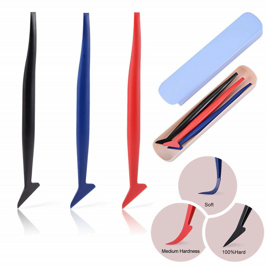 3 Pcs Micro Gasket Squeegee Car Window Tint Stickers Hardness Wrap Vinyl Tools