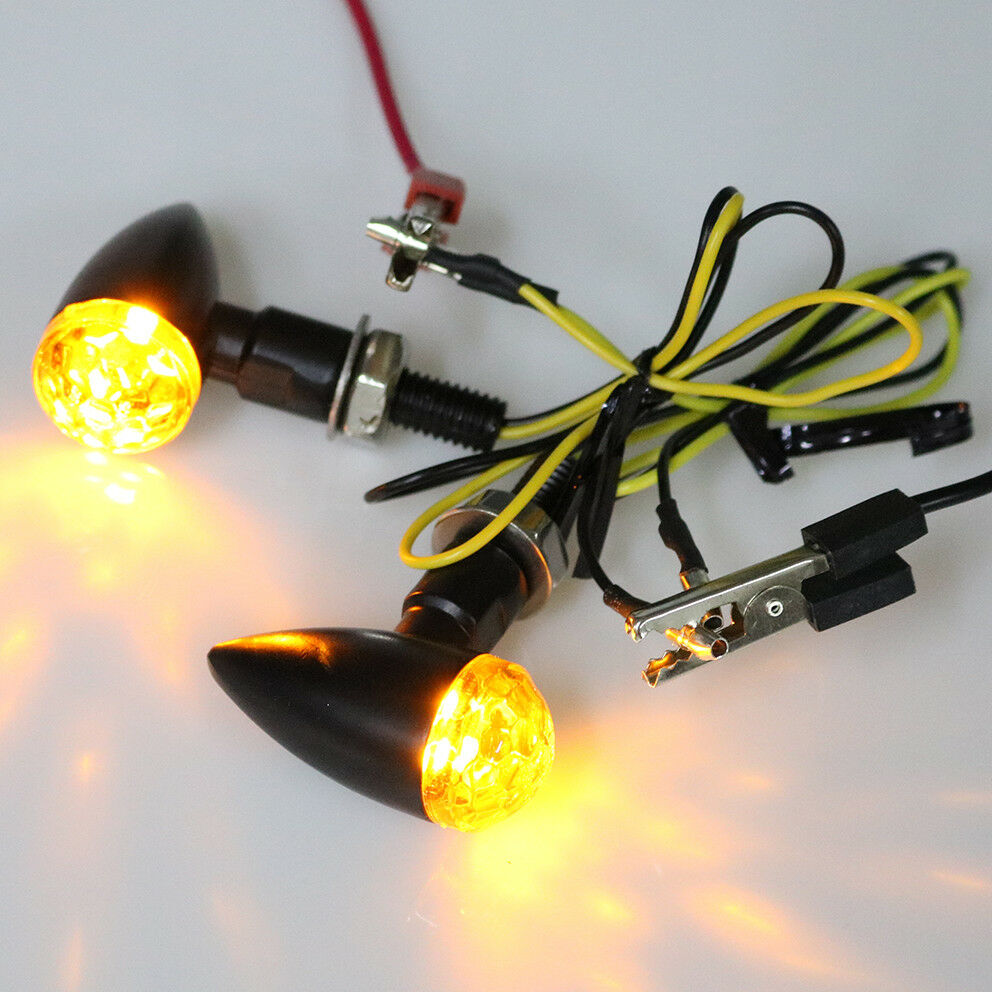 Black+Clear Lens Mini Bullet Turn Signal Indicator Light For Cafe Racer Cruiser