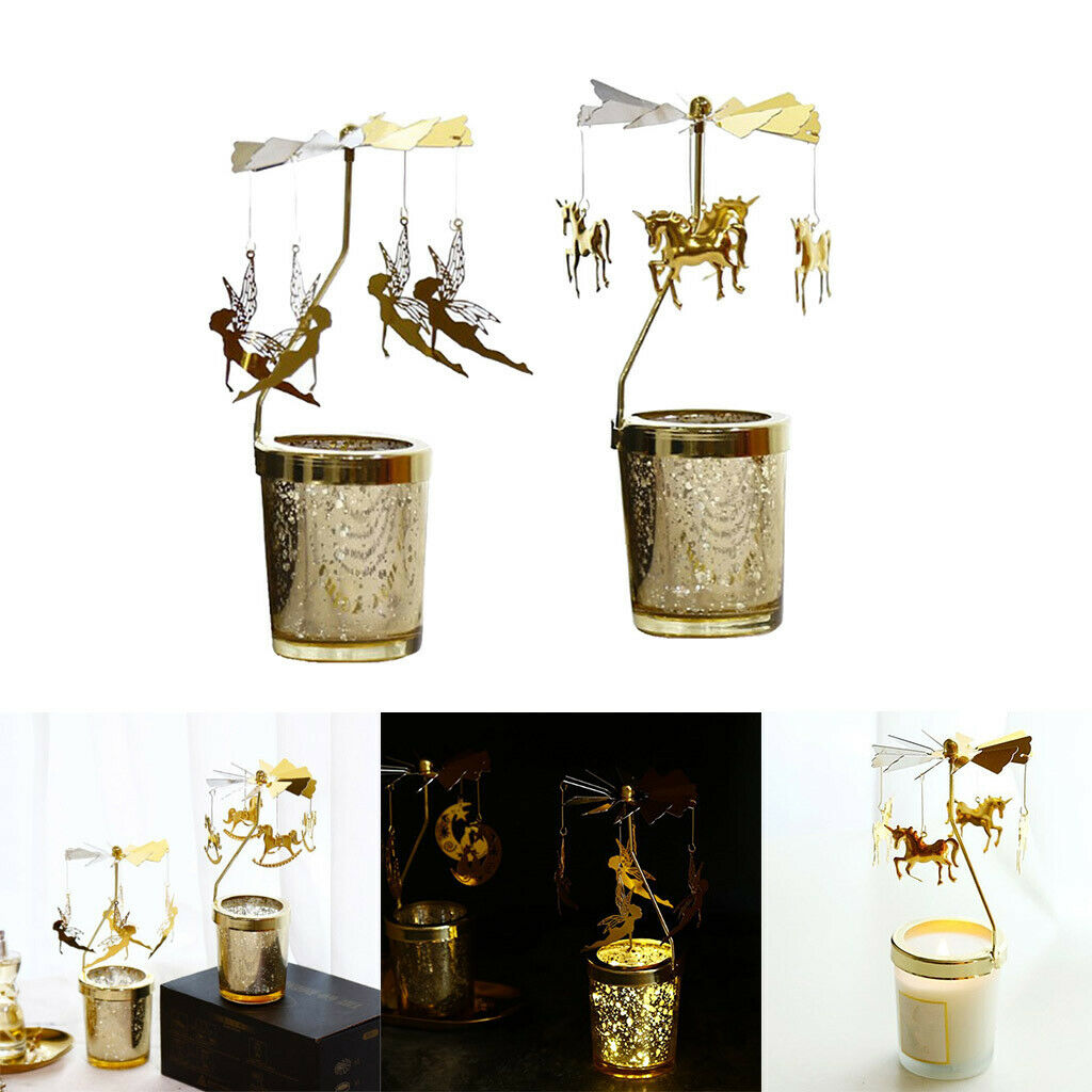 2 Pieces Rotating Metal Candle Holder Elf Candlestick DIY New Year Gifts