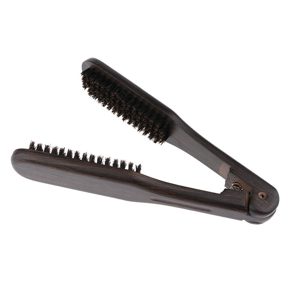 Hair straightening comb double-sided bristle hairbrushes clamp hair straightener