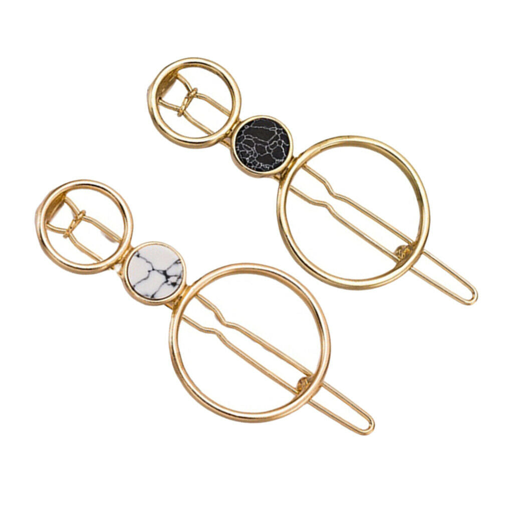 2 Pcs Women's Girls Geometric Hair Clip Hairpin Grips Hair Accessories
